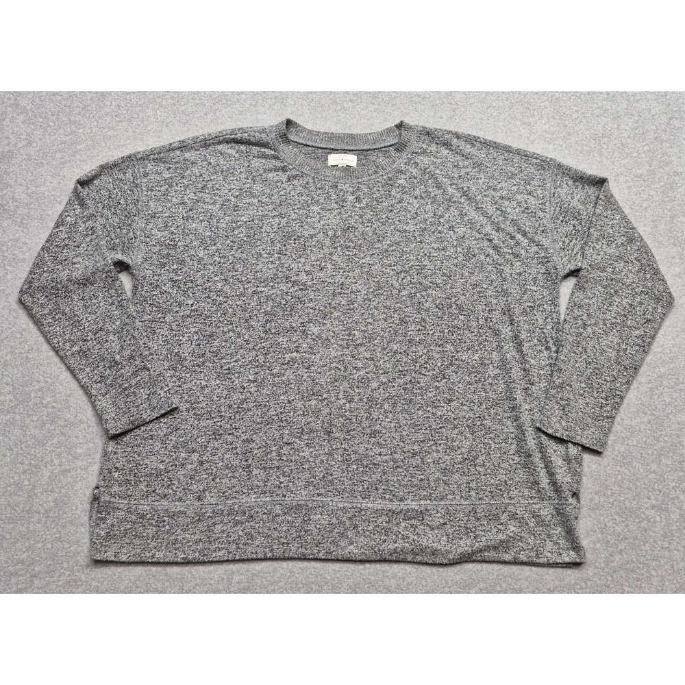 Lucky Brand Heather Gray Knit Sweater Womens XL Long Sleeve Cozy Boho Soft